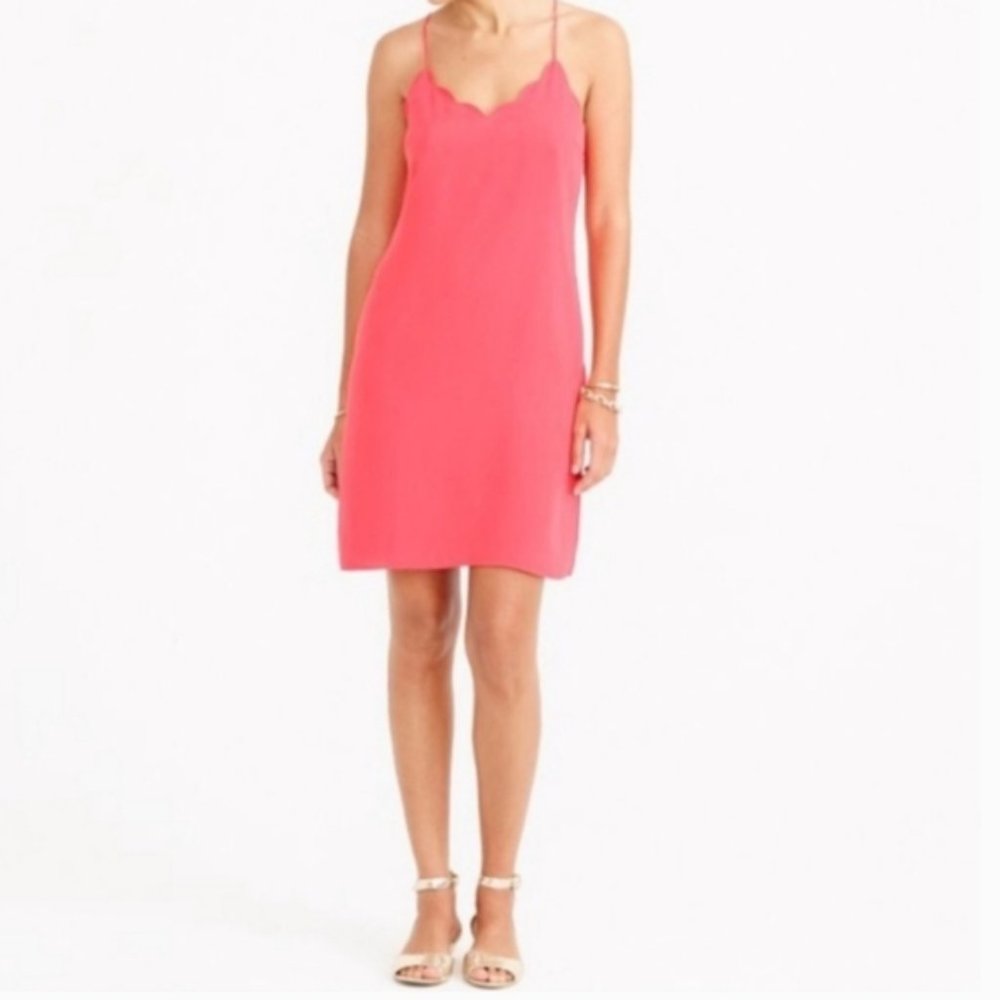 J. Crew Scalloped Tank Dress in pink